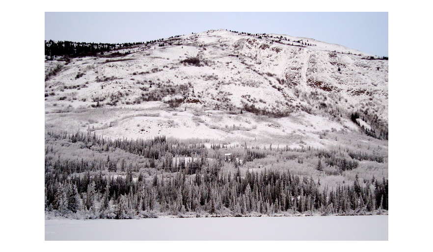 A winter view of our house from the lake.