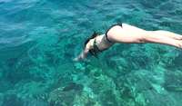 Dive into the clear blue sea just steps from our house