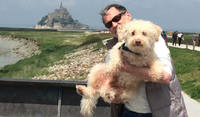 Sandy and Kazan at Mont Saint Michel